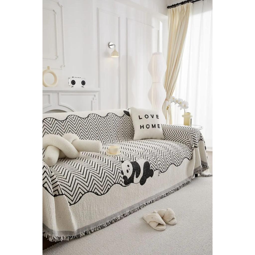 Panda Sofa Cover Cloth Towel  New Luxury Thick Sofa Cushion Lazy One Piece of Four Seasons Universal Woolen Blanket Carpet