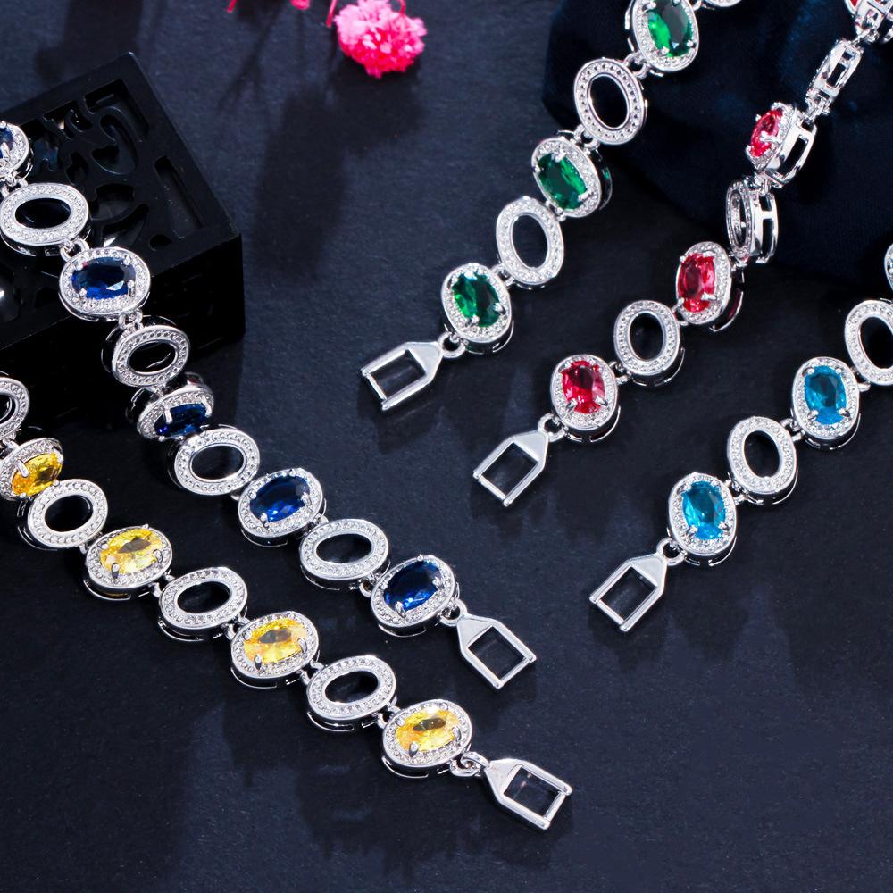 Popular Jewelry Accessories Color Zircon Jewelry Bracelet Brass Electroplated Platinum Jewelry