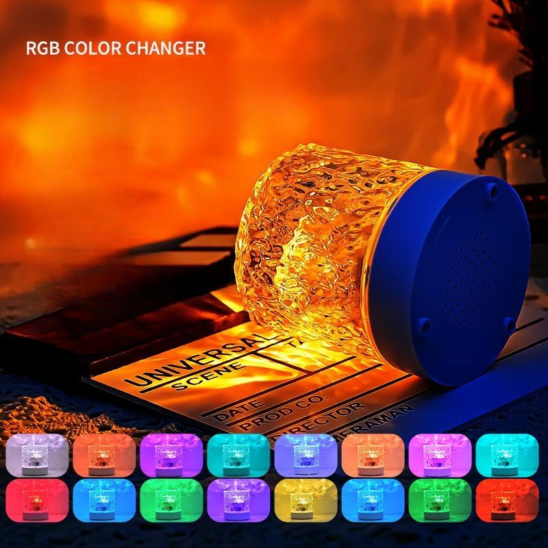

1Pc Explosive Round Flame Desk Lamp Water Ripple Projection Ambient Light Room Night Light Crystal Dream Desk Lamp