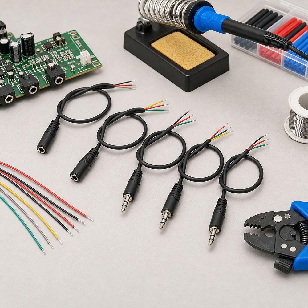 1Pcs 30cm Length Mono Stereo AUX Connector Earphone Mic Repair Cable Male Female Connector