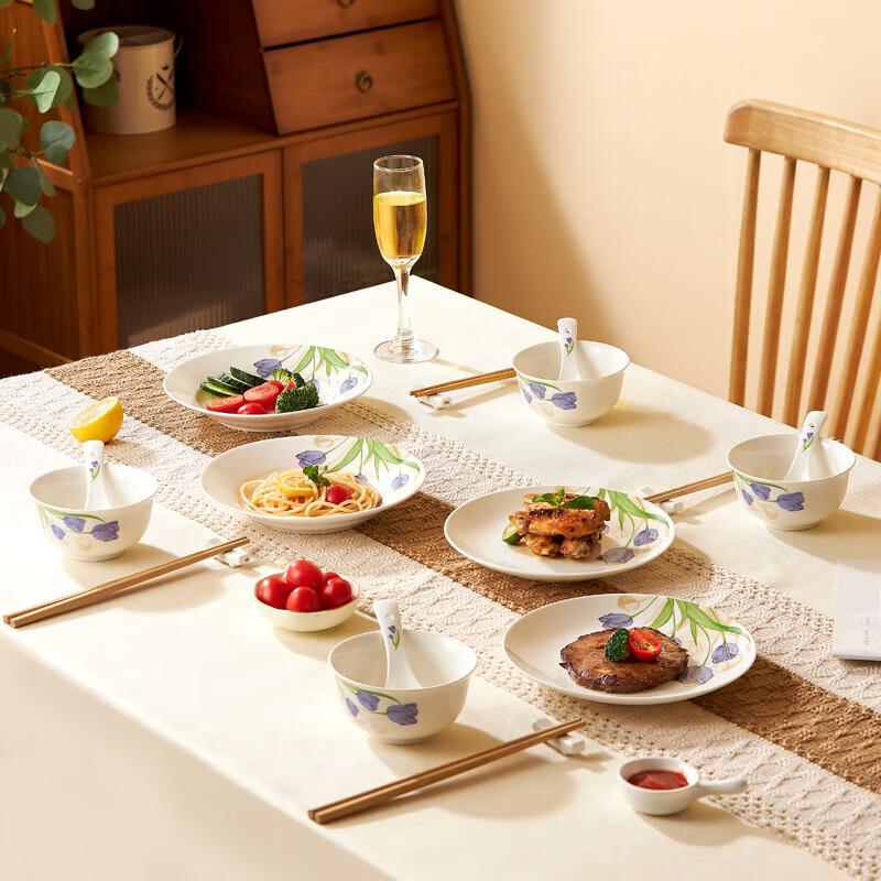 Corning VISIONS Purple Tulip 12-Piece Ceramic Dinnerware Set