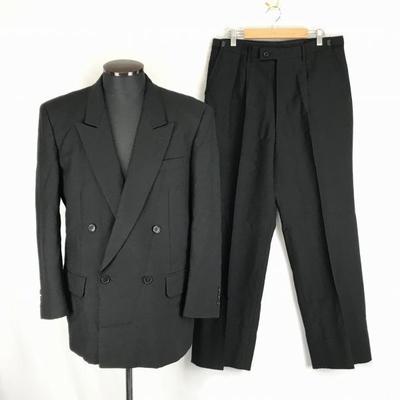 Conjunto de Fato Duplo Kanebo Feito no Japão Preto Masculino 96AB5 Roupa Formal(USADO)