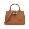 Longchamp Roseau 22 Bambusowa Klamra Odpinany Pasek na Ramię Torebka Skórzana Duża Torba Crossbody Małe Damskie Torebki Żółto-Brązowa 10095HPN016