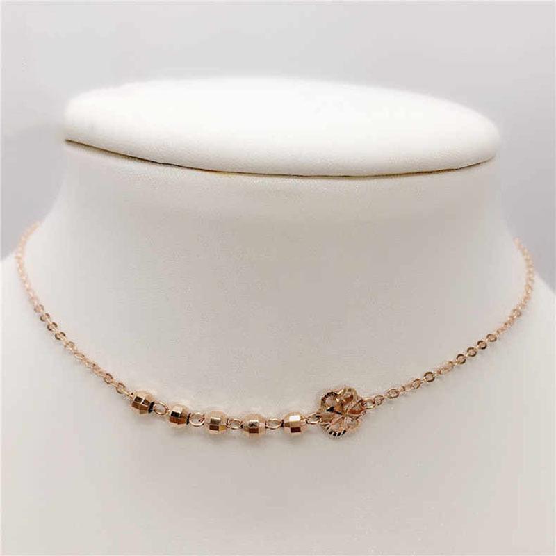 Purple Gold Car Flower Bead Hollow Anklet Plated Rose Gold Six-Petal Flower Anklet Sweet Jewelry