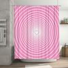 Pink Circular Shower Curtain: Eye-Catching Bathroom Decoration With White Lines Heart Design For Home Decor (Set 48X72) Availabl