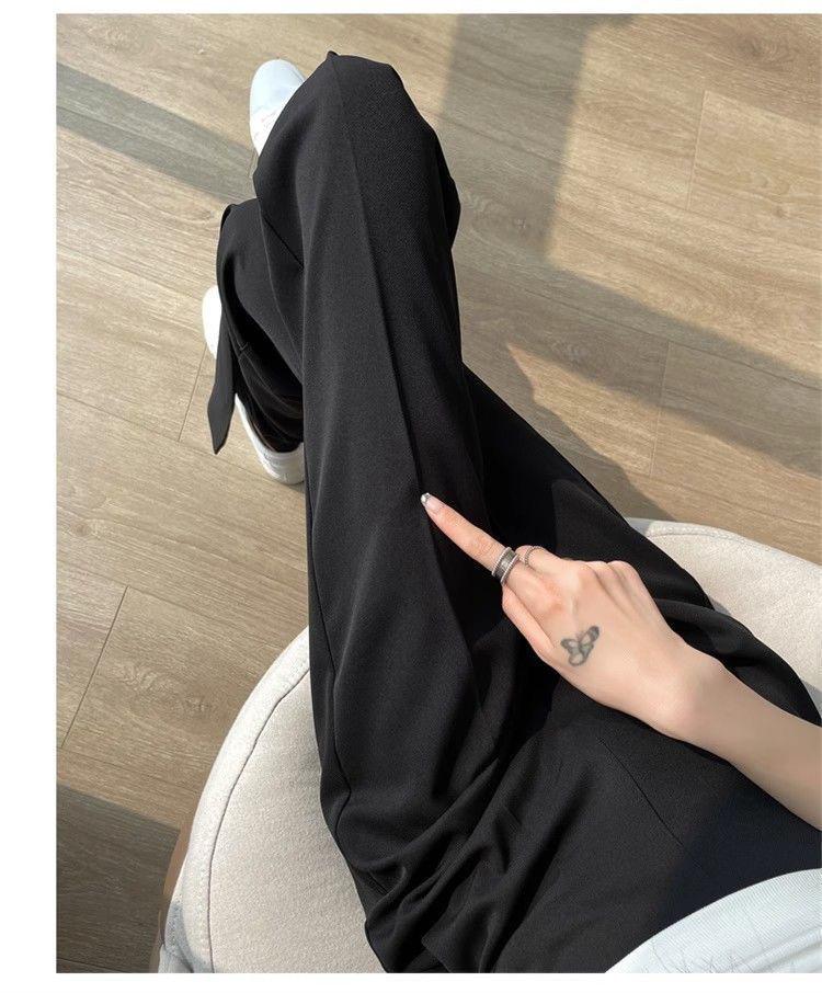 Women's Black High-Waisted Summer Suit Pants - Thin, Floor-Length, Straight, Petite, Narrow, & Wide-Leg Options