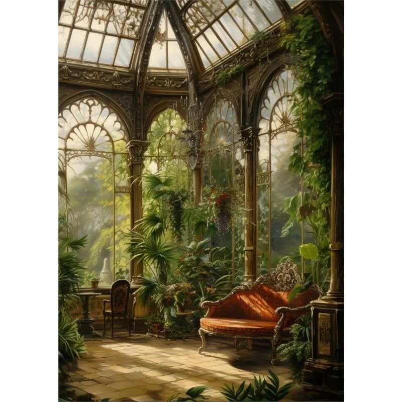 Renaissance Greenhouse Art Plant Garden Classic Retro Poster Canvas Paintings Wall Art Pictures Home Decor