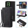 For Motorola Moto G35 5G Case PU Leather Phone Cover with Zipper Wallet 9 Card Slots