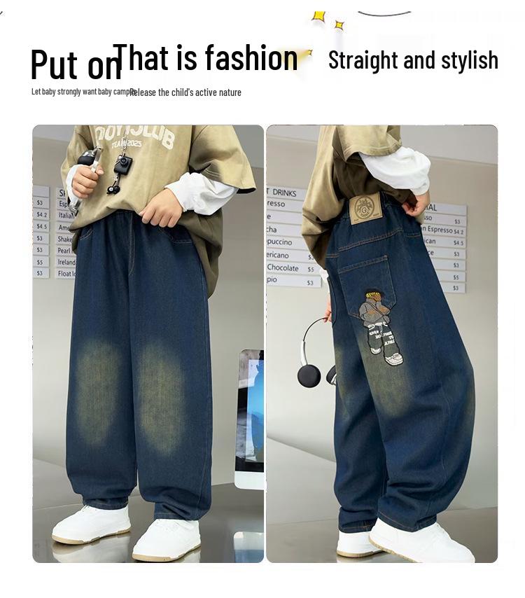 Trendige Jungen-Casual-Jeans mit geradem Bein - Weiche und lockere Passform für Frühling und Herbst