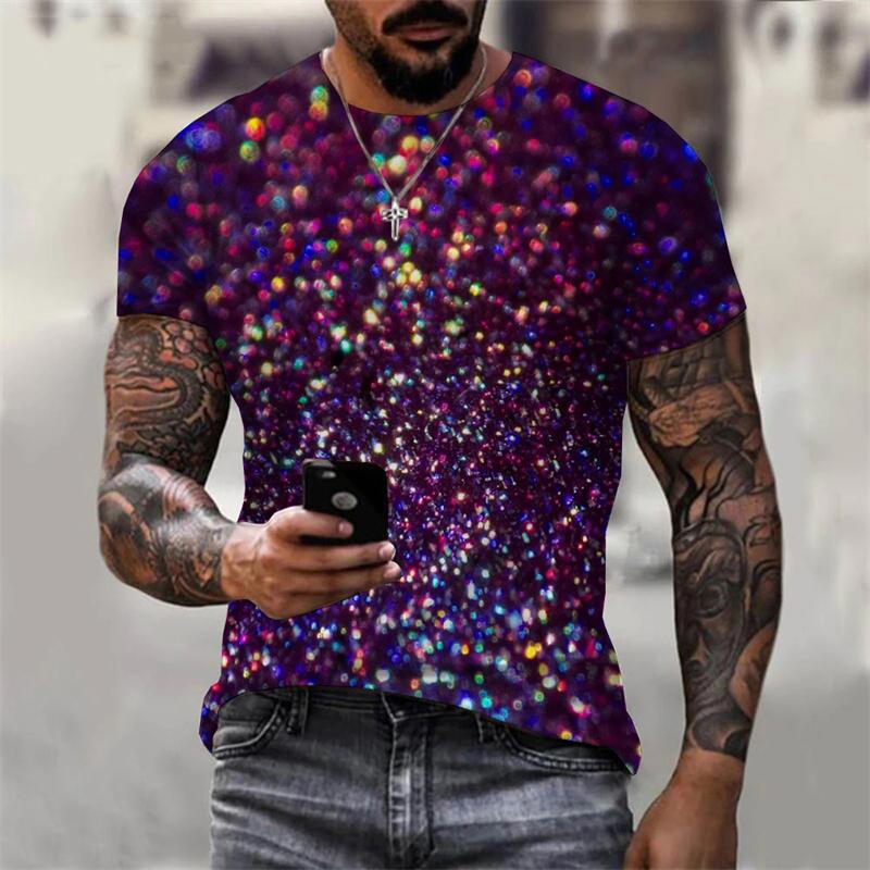 Huiteng1 Flash Pailletten Print T-shirt Herenkleding Harajuku Streetwear Korte Mouw T-shirts Hip Hop Muziek Feest Mode Nieuwigheid Tee Top 3XL