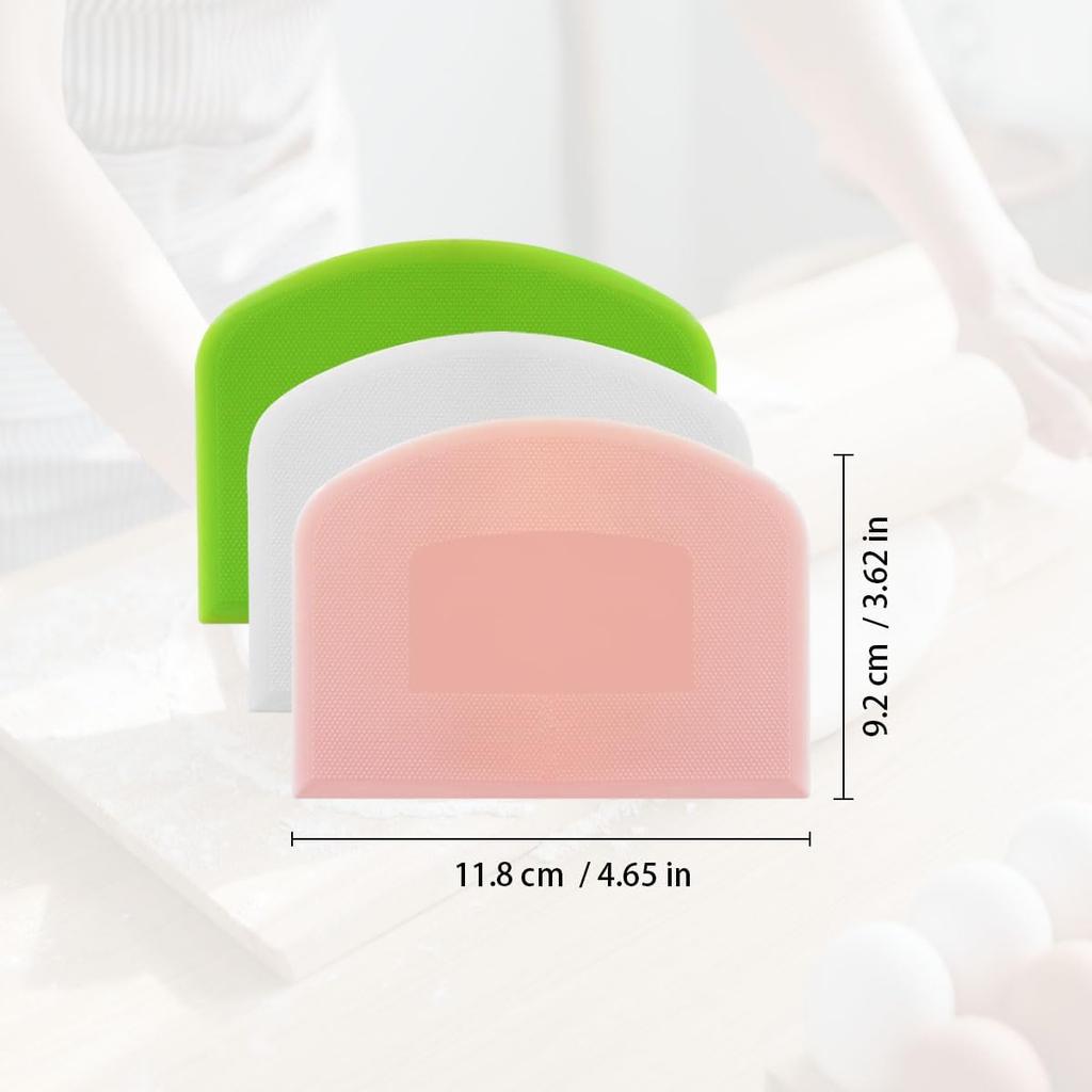 6 Pack Plastic Bench Scraper, Flexible Dough Scraper, Flexible Plastic Multipurpose Kitchen Pastry Cutter Tool, for Bread Cake Dough (White, Green,