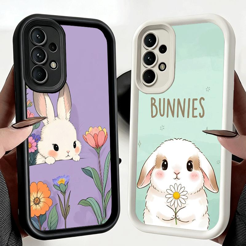 Phone Case for Samsung Galaxy A17 A16 A15 A14 A13 Cute Cartoon Bunny Rabbit A56 A36 A26 A55 A35 A25 A54 A34 A24 A53 A33 A23 A07