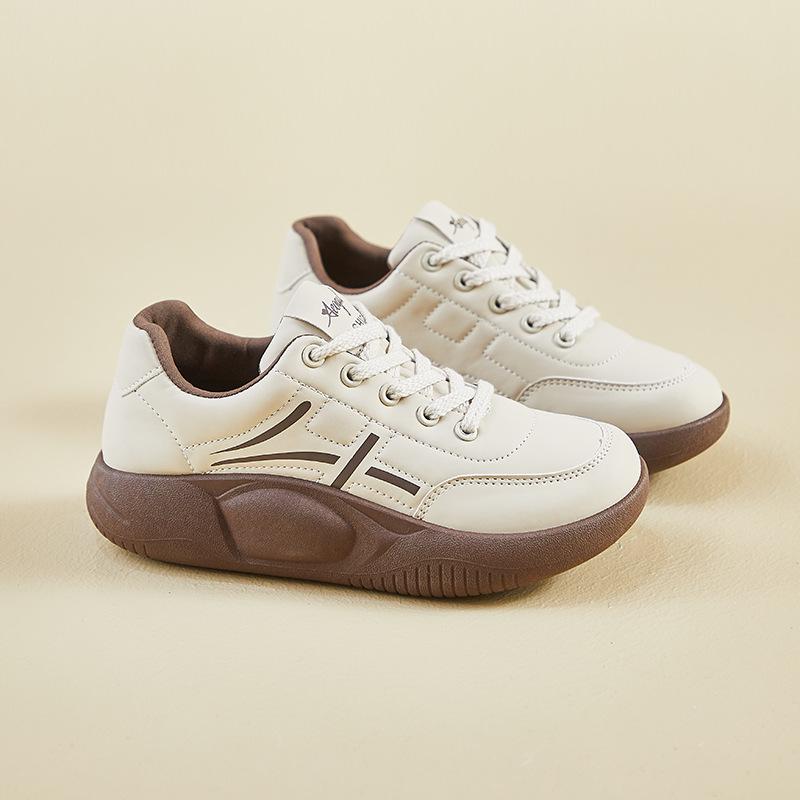 Grube trampki na platformie dla kobiet, codzienne, oddychające, lekkie, skórzane buty do chodzenia, damskie, wygodne, antypoślizgowe, sznurowane, do pracy, tenisówki