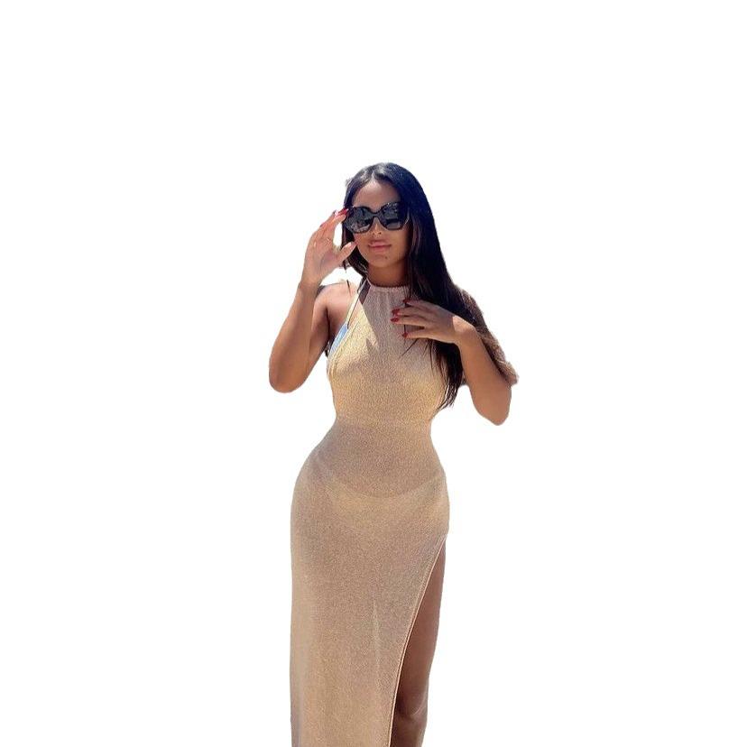 2023 Double-Sided High-Slit Knitted Sling Dress