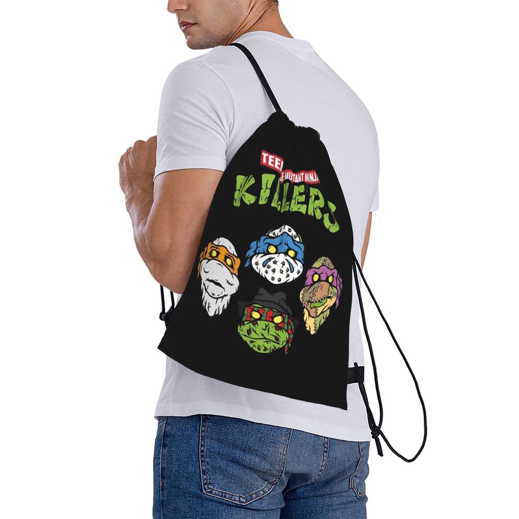 Custom Ninjas Turtles Drawstring Bags Men Women Portable Sports Gym Sackpack Superhero Training Backpacks