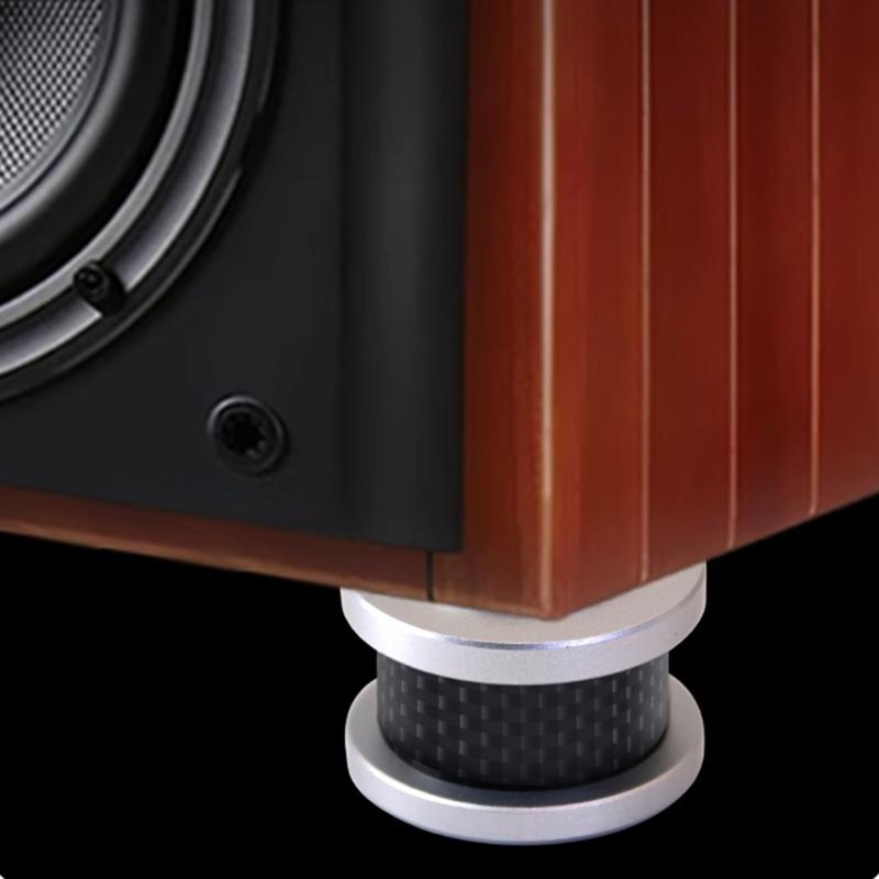 Speaker Pad Isolation Feet Pad Shock Absorbing Aluminum Carbon Subwoofer Isolator Mounting Turntable Recorder