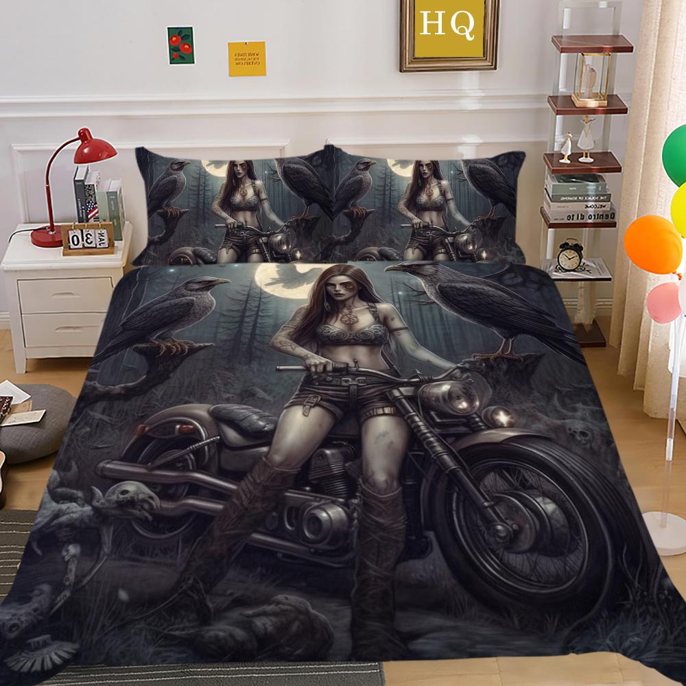 Beauty Skull Printed Comforter Cover Set Full Size Microfiber Home Textiles High Quality Luxury Bedspreads