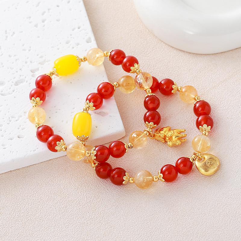 Achat Citrin Armband Mode Damen Alltag Schmuck Geschenk