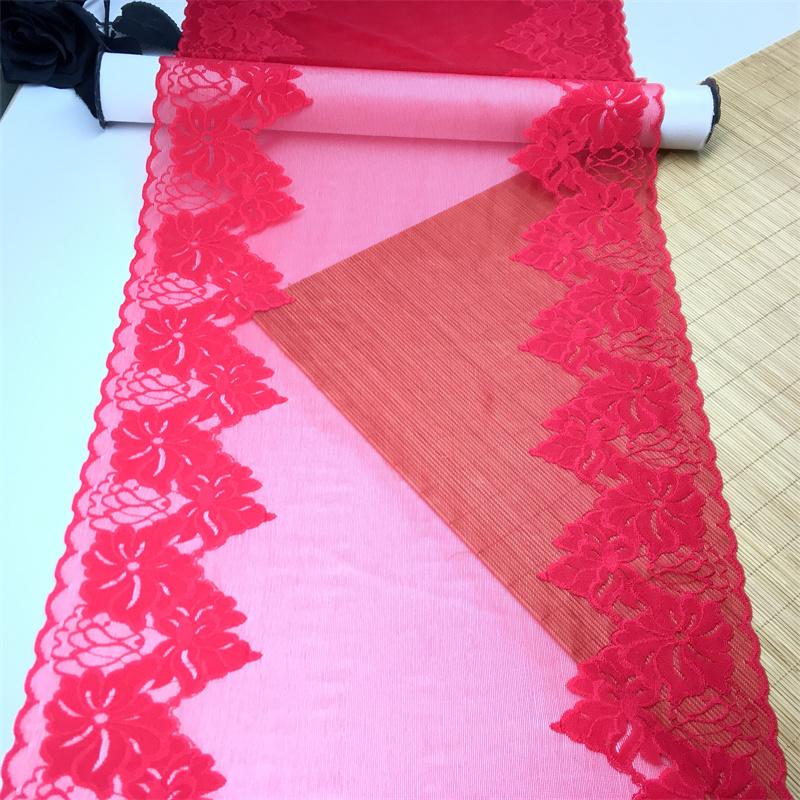 

Красное эластичное кружево шириной 30 см, кружевная ткань спандекс для нижнего белья, бюстгальтера, нижнего белья, одежды, рукоделия 1 meter x 30 cm красный