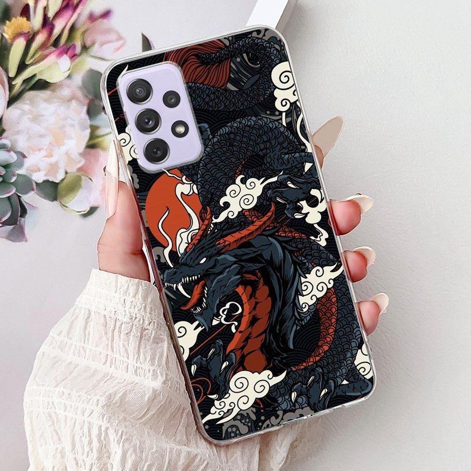 For Samsung Galaxy A72 A52 A52s Cool Dragon Tiger Painted Phone Case For Samsung A72 A52s A52 5G Soft Silicone TPU Cases