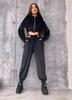 Casual European and American Women's Fashion Hooded Suit Solid Color Long-sleeved Zipper Waist Cardigan Lace-up Pants Two-piece Set