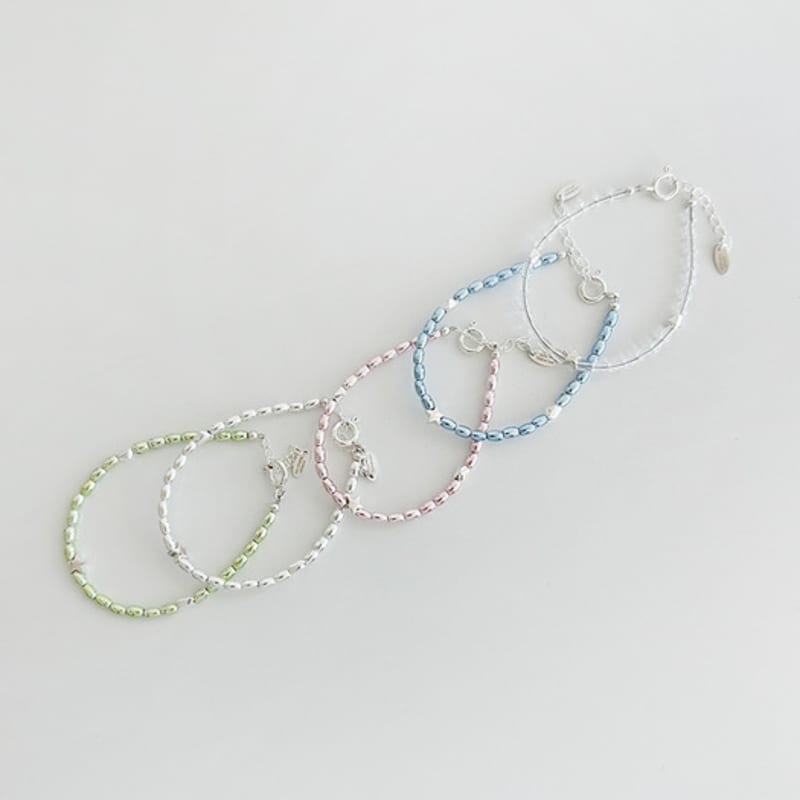 August Harmony 925silver Mirror Powder Beads Bracelet / 5color