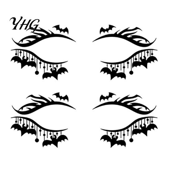 Waterproof Cosplay Makeup Transfers 2 Pairs Halloween Eye Tattoo Stickers, Temporary Face Decals with Quick Art for Novices Pumpkin Bat Spider