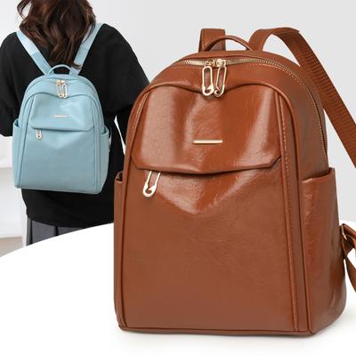Women's Travel Backpack Commuter Lightweight Soft Leather Student Schoolbag