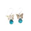 Apatite Gemstone 925 Sterling Silver Jewelry Butterfly Earrings 1.3" For Women EE-155-1