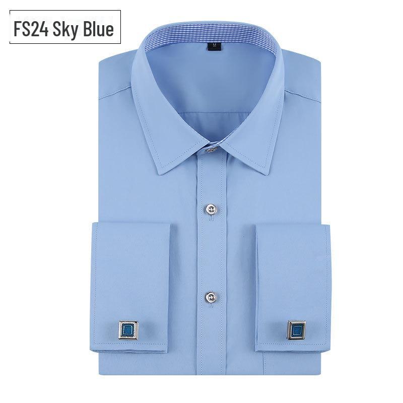 

Высококачественная французская белая мужская рубашка с длинным рукавом и запонками - большой размер M (100-120 jin)