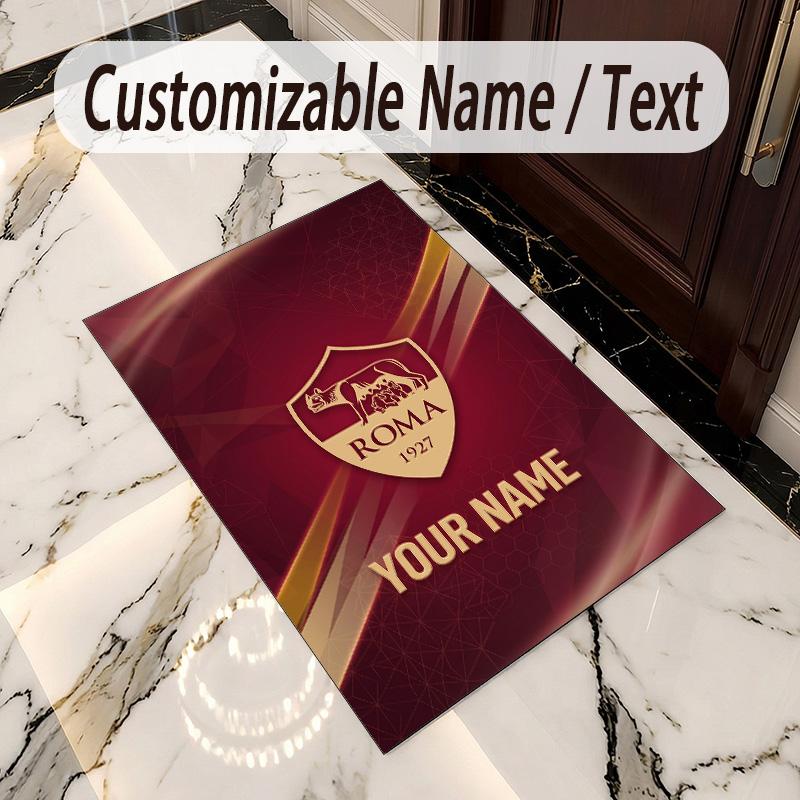 Crystal Velvet Rug AS Roma Print Custom Name Text Floor Mat Home Decor