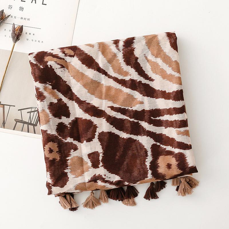88*180cm Luxury Leopard Print Ladies Soft Women Viscose Scarf Female Cotton Linen Feeling Shawl Tassel Four Seasons Muslim Hijab