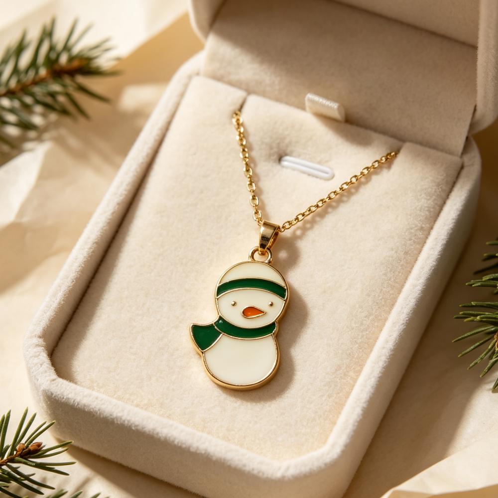 Charming Gold Color Christmas Penguin Pendant Necklace for Women Daily Wear and Christmas Holiday