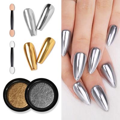1 stuk nagel glitter metallic wrijfstof gel polish pigment glanzend metaal manicure decoratie magische spiegel poeder goud zilver chroom