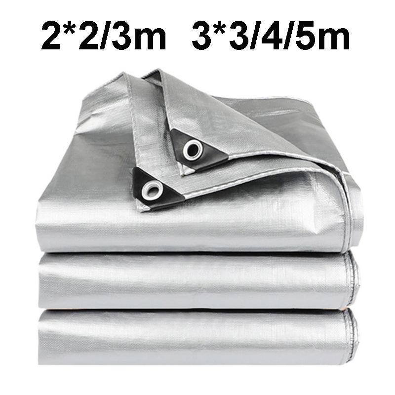 Waterproof Tarpaulin Anti-UV Silver Tarp Multipurpose 2x2m 2x3 3*3 3x4 3mx5 Awning Canopy Rain Cover Outdoor Sunshade Camping