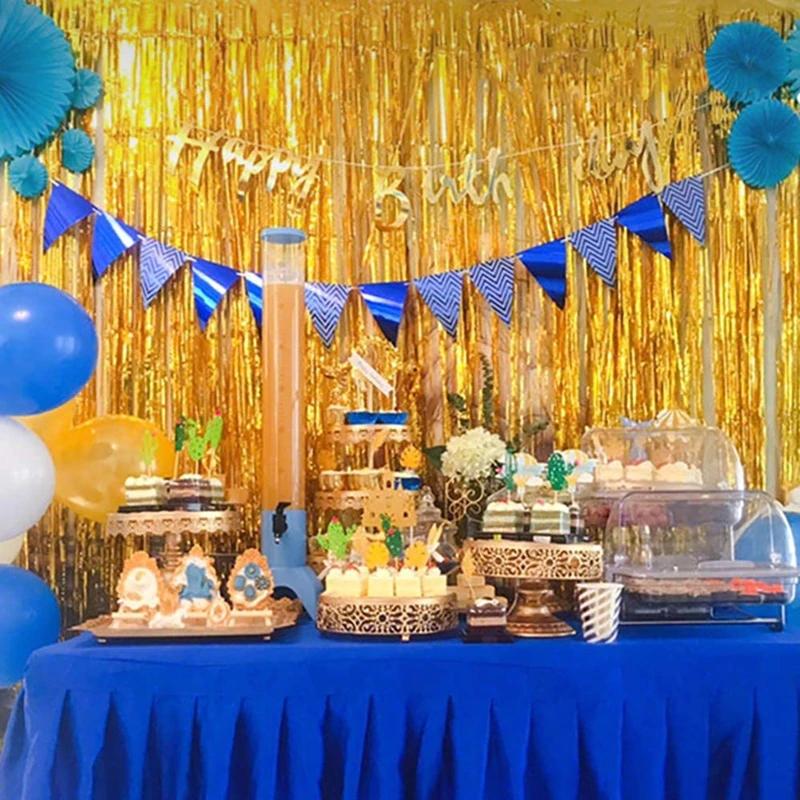 1pc 1mX2m Party Backdrop Metallic Foil Fringe Tinsel Curtain Adult Kids Birthday Party Wedding Decoration Baby Shower Favor