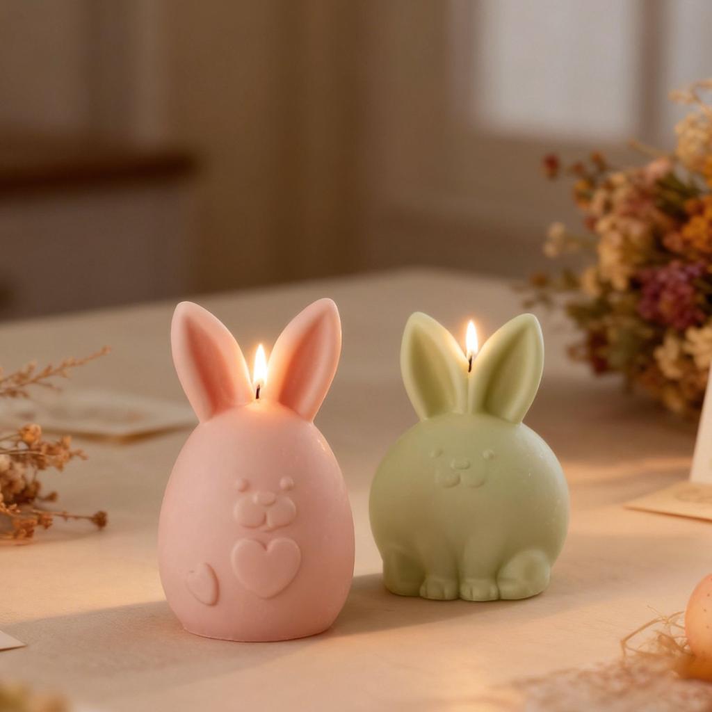DIY Easter Cute Fat Little Rabbit Silicone Candle Mold Aromatherapy Candle Rabbit Shaped Gypsum Resin Mold