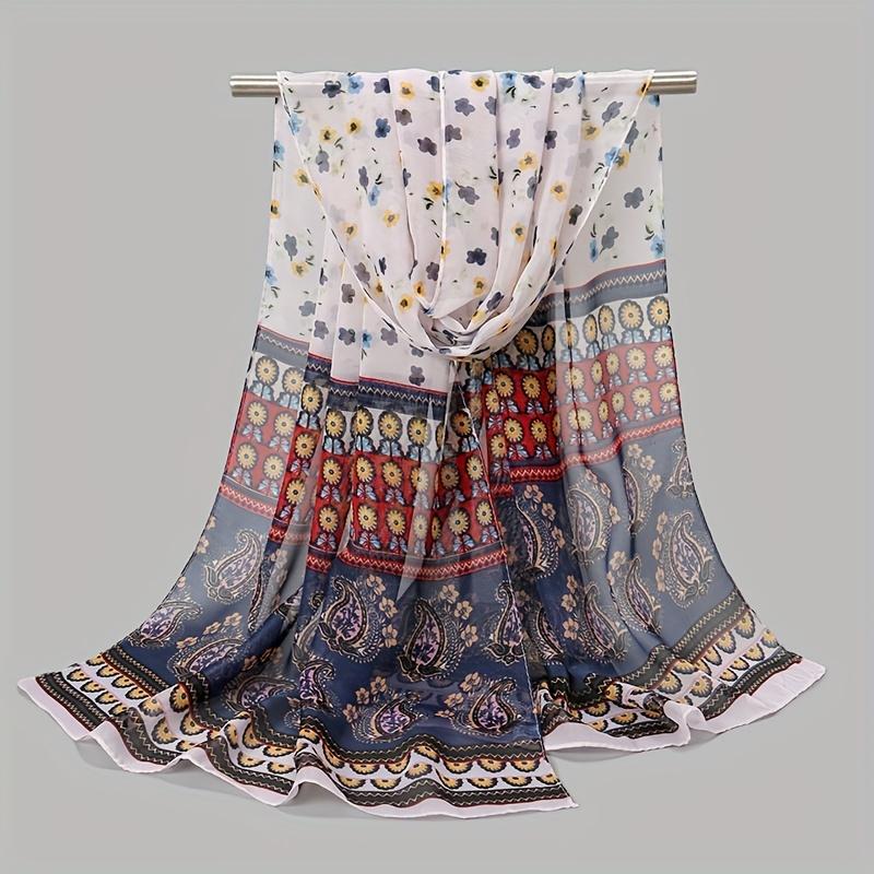 Fashion Printed Paisley Chiffon Hijab Scarf Women Pareo Lady Bandanas Beach Towels Summer Muslim Veil Wrap Female Foulard