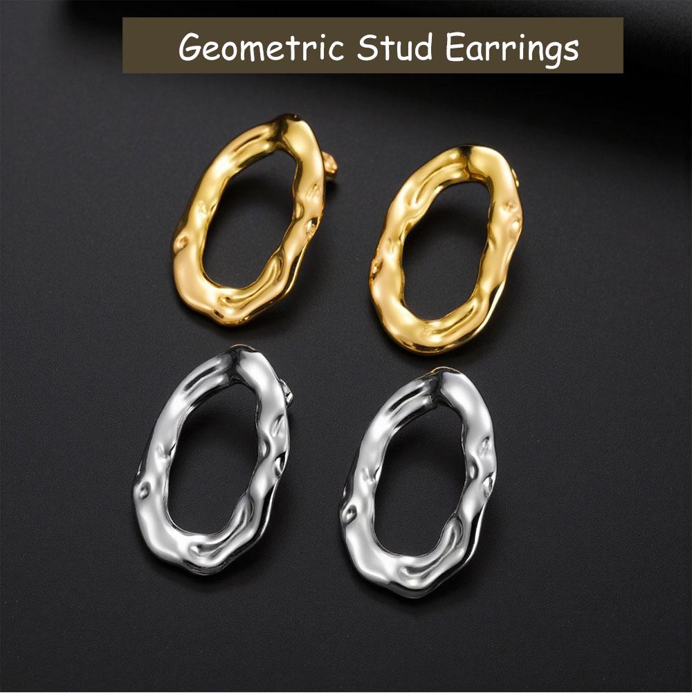 Cazador Geometric Uneven Oval Stud Earrings Waterproof Stainless Steel Jewelry Earrings for Women 2026 Trend Gifts Wholesale