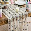 Artoid Mode Blue Polka Dots Pink Gauze Table Runner 120 Inch 10FT, Seasonal Sheer Dining Holiday Wedding Birthday Baby Shower Table Decor for Home