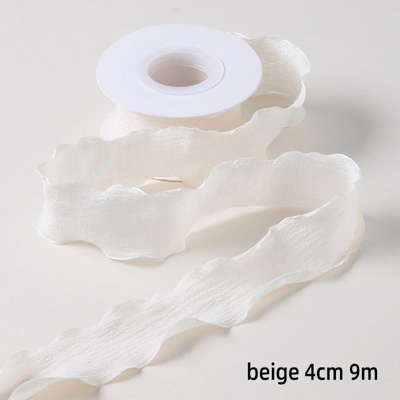 

25/40mm 10Yards Candy Color Ribbon Wavy Edge Fishtail Yarn Ribbon for Gift Wrapping DIY Bow Bouquet Cream Style Wrinkled Ribbons 2.5cm-10yards бежевый