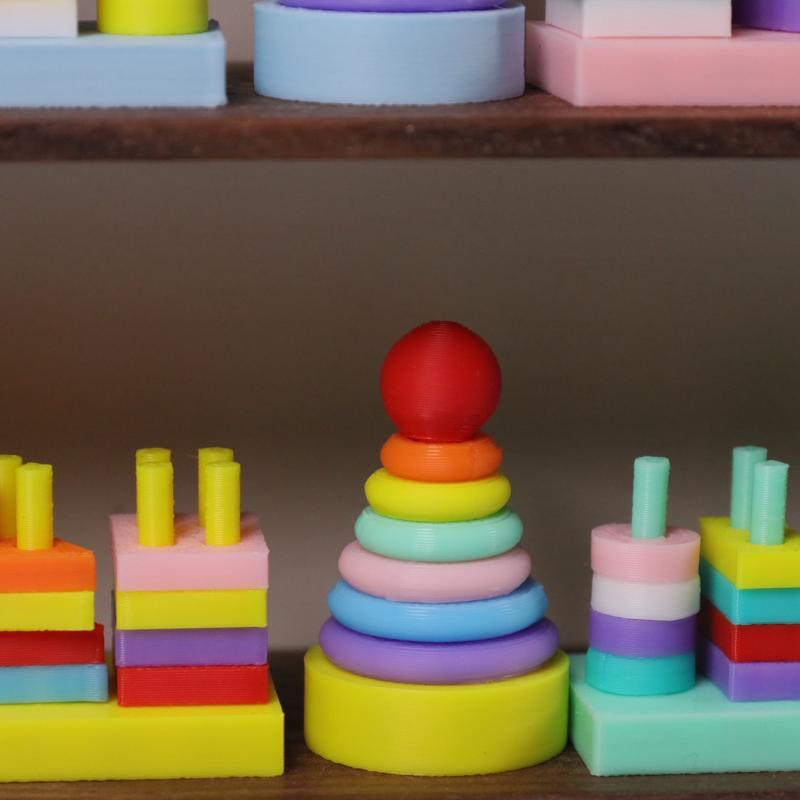 1 Set Micro Scene Decoration Miniature Dollhouse Small Wooden Bucket Assembling Blocks Model For Doll Accessories