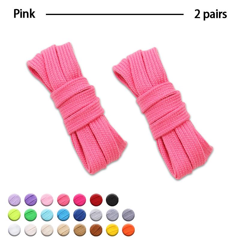 2Pair Flat Cotton Shoelaces Wide Sneaker Replacement Shoe Laces Classic Colored Shoelaces 80/100/120/140/160cm Unisex Shoestring