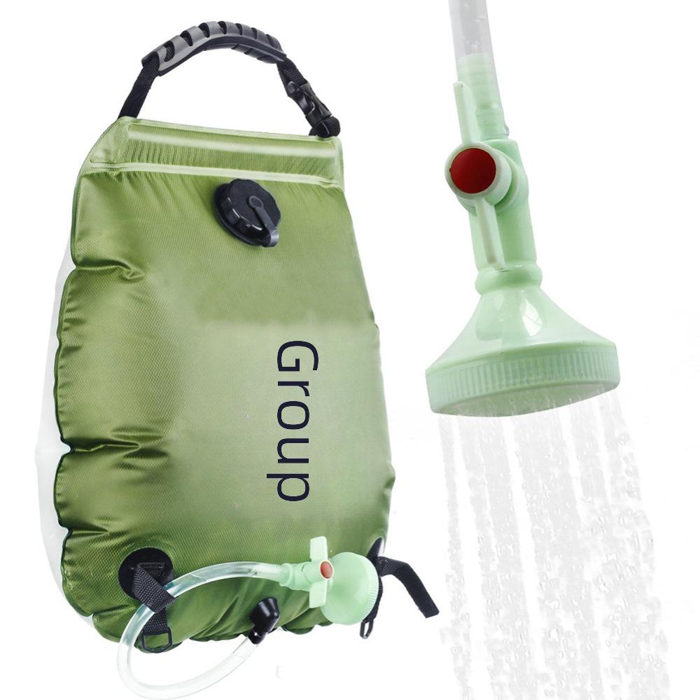 20L Army Green Solar Heat Absorption Camping Bath Bag - Outdoor 5 Gallon Water Bag for Toiletries