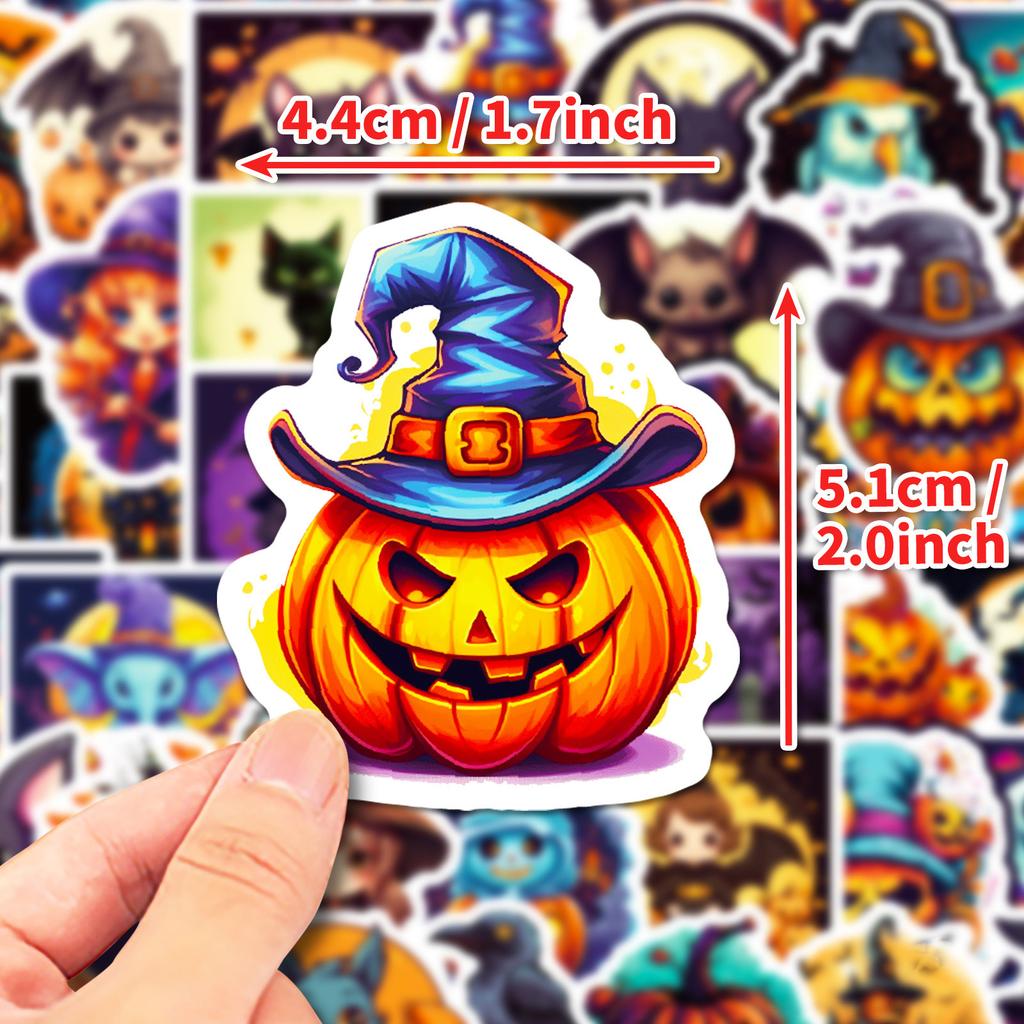 50-Pack Halloween Stickers - Waterproof Vinyl Decals For Party Decor, Crafts & Scrapbooking
