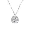 999 Sterling Silver Dainty Zircon Pendant Necklace, Minimalist Sparkling Square Necklace, Elegant Fine Jewelry for Women Gift