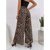 Women's Fashion Classic Leopard Print Stretch Waist Loose and Drapey Comfortable Casual Wide Leg Pants