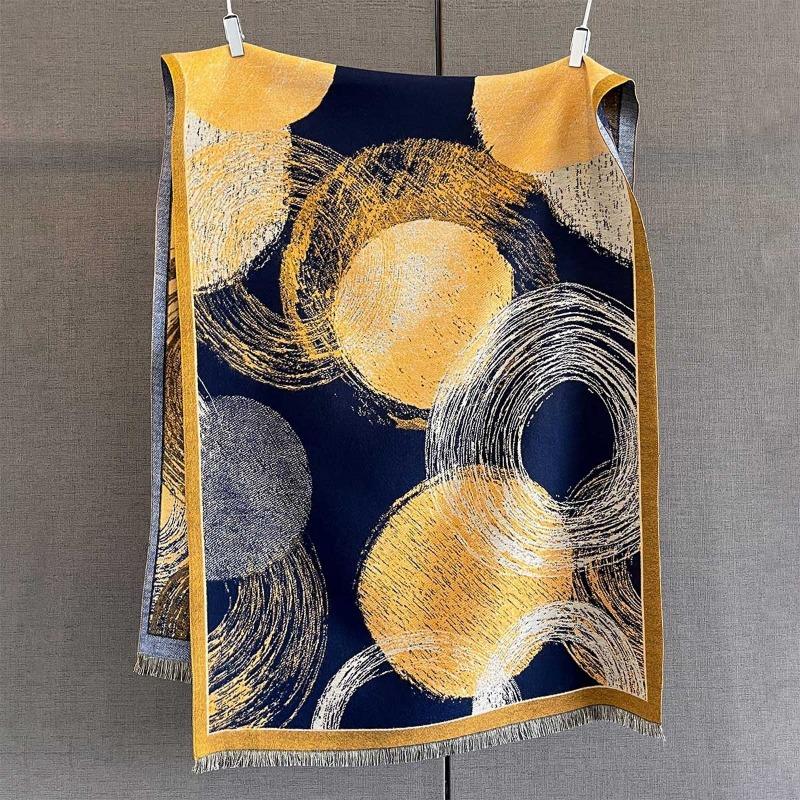 Autumn and winter fashionable design sense versatile printed scarf imitation cashmere fringed scarf women's warm thickened scarf shawl