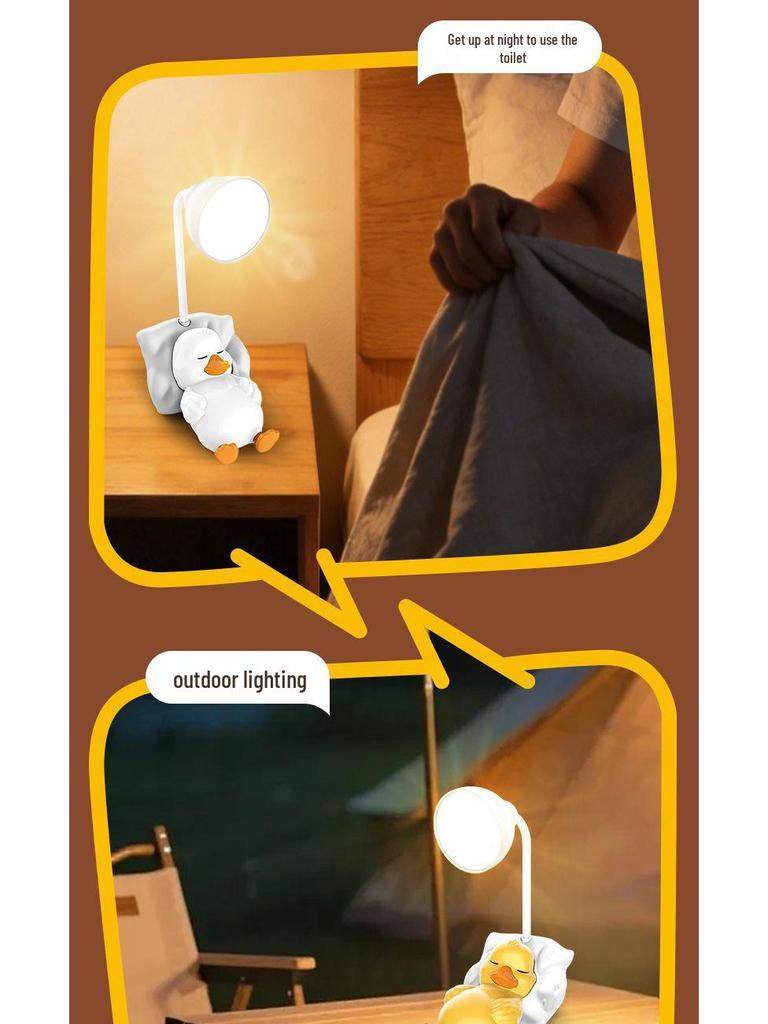 Rechargeable Cartoon Duckling Desk Lamp - Mini Night Light for Children's Bedroom