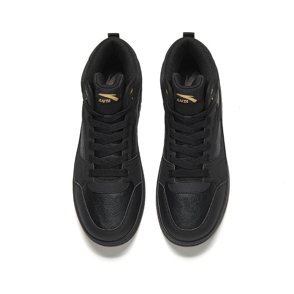 Anta Year One Synthetic Leather Casual Trend Sports Versatile Wear Resistant Lightweight High Top Skate Shoes Men Sneakers Black 912548083-3